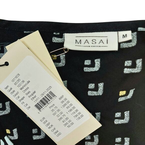 MASAI Copenhagen Noculla Midi Dress Womens Medium Black Bias Stylish Modern - Picture 8 of 12